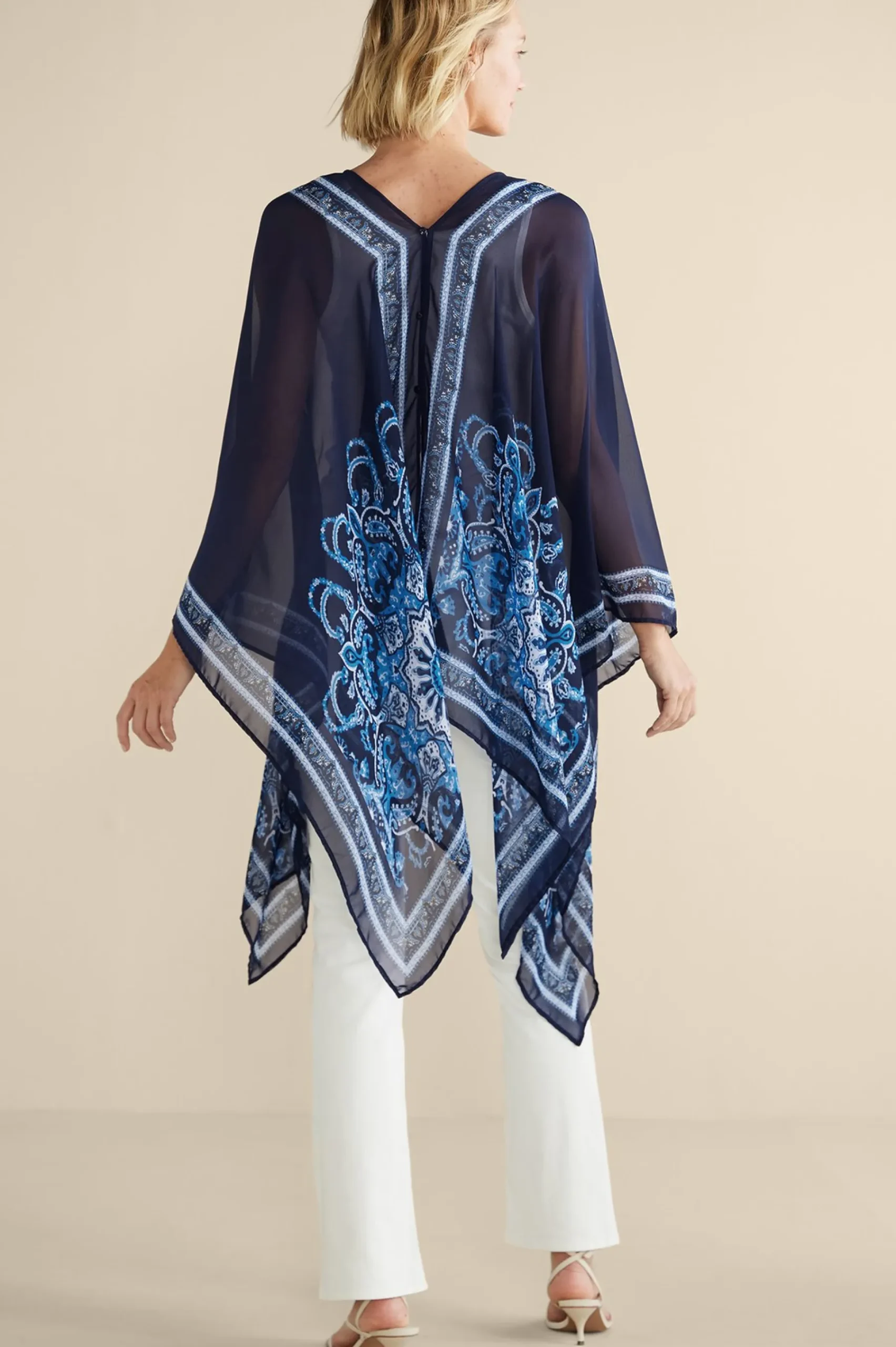 Soft Surroundings Aleta Poncho Topper> Into The Blues|Vacation Shop