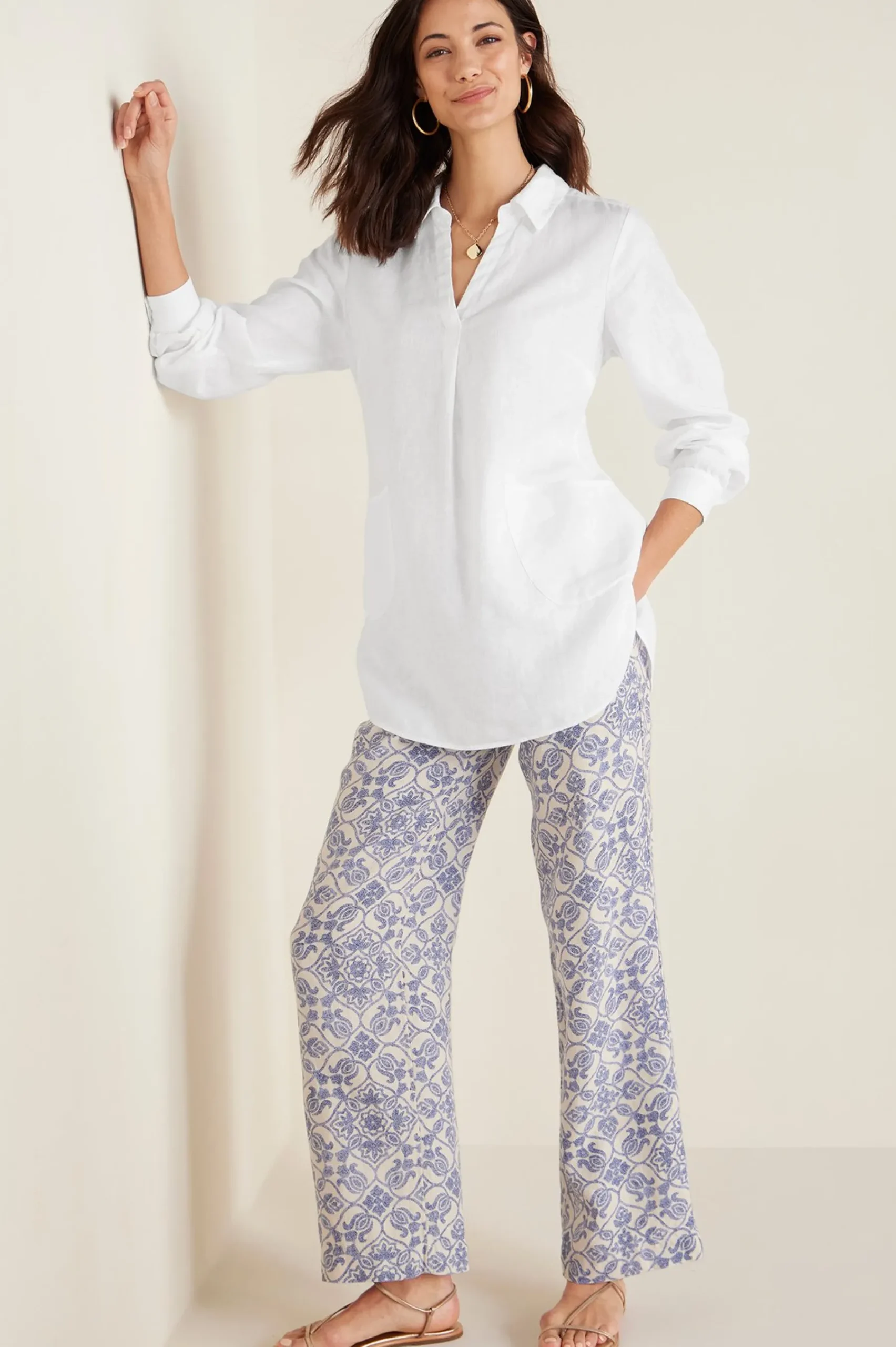 Soft Surroundings Aliso Point Linen Pants> full length|wide leg