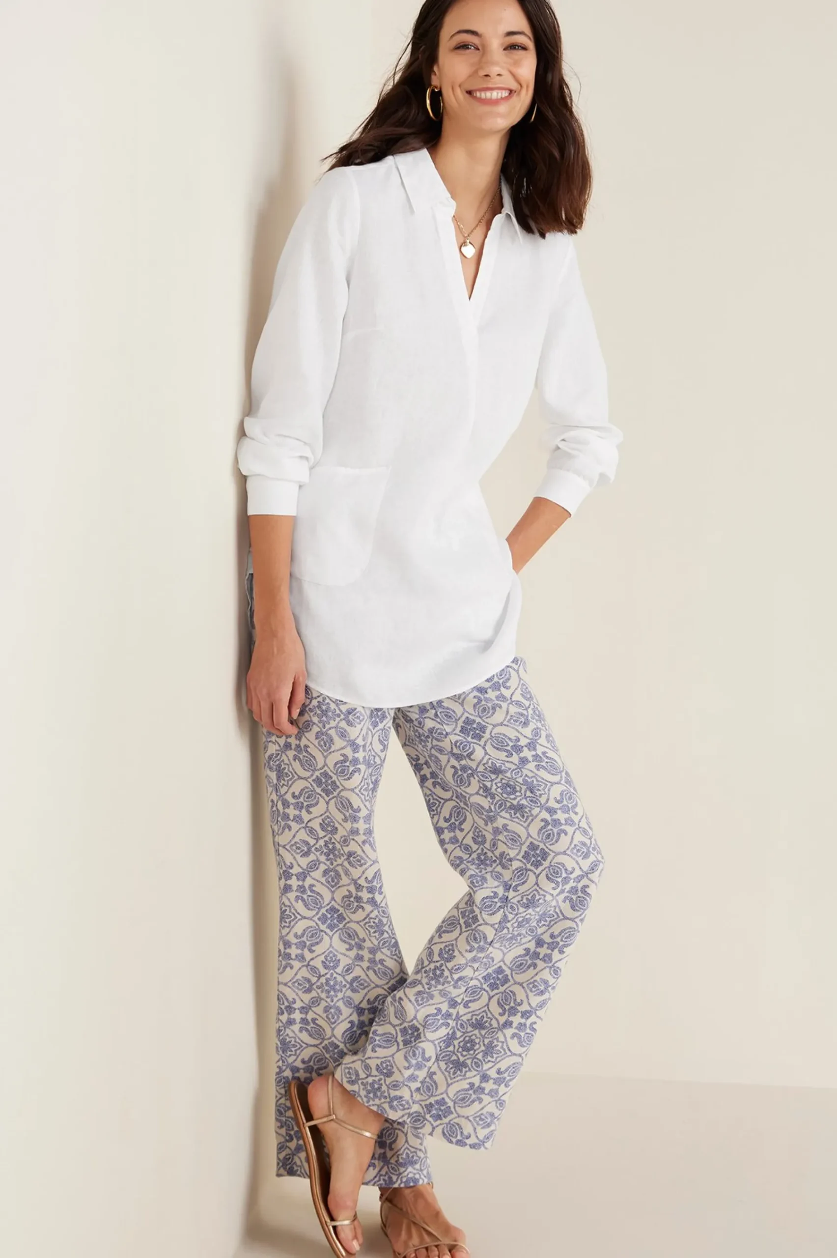 Soft Surroundings Aliso Point Linen Pants> full length|wide leg
