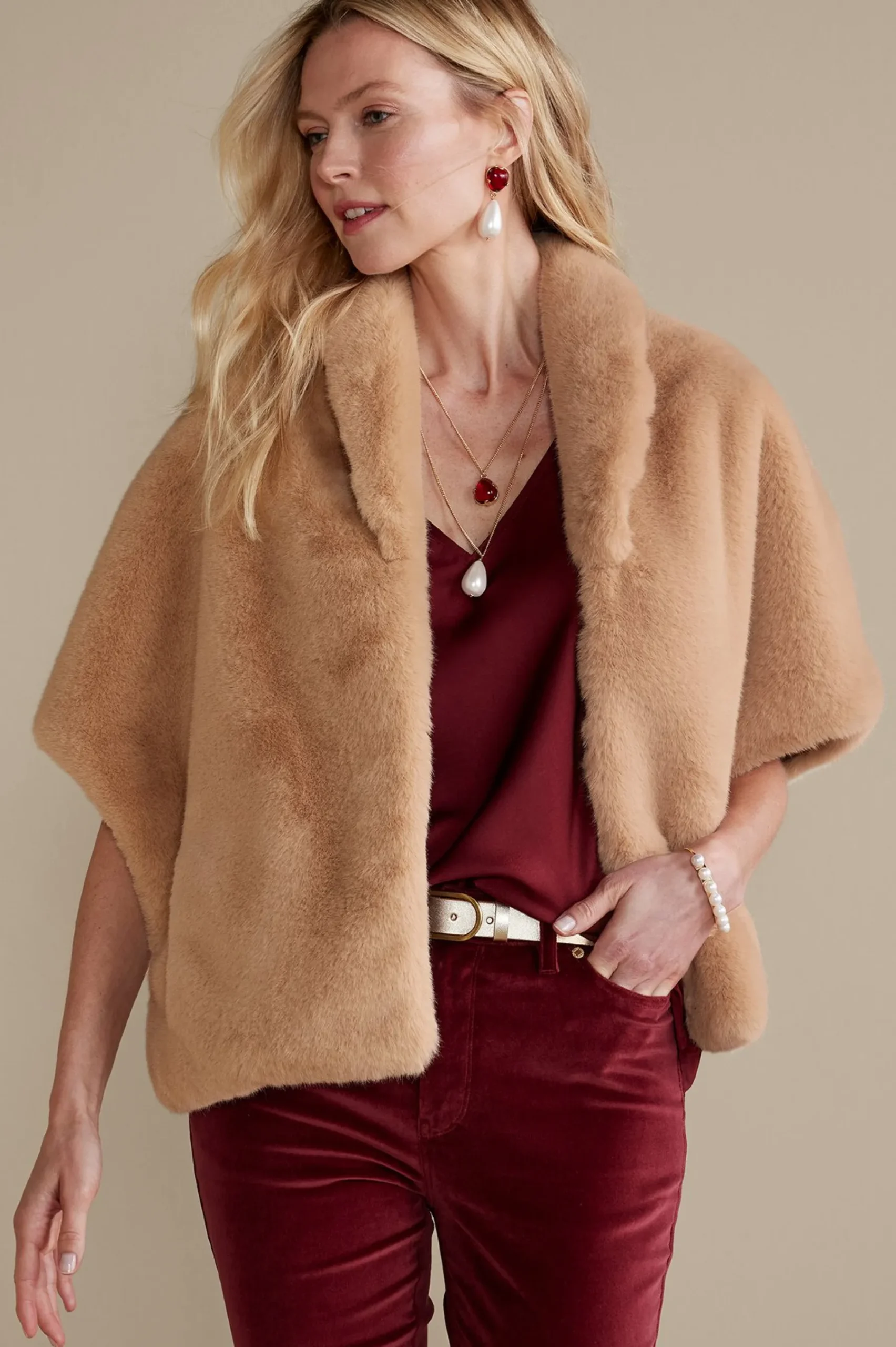 Soft Surroundings Anastasia Faux Fur Capelet> Scarves & Wraps