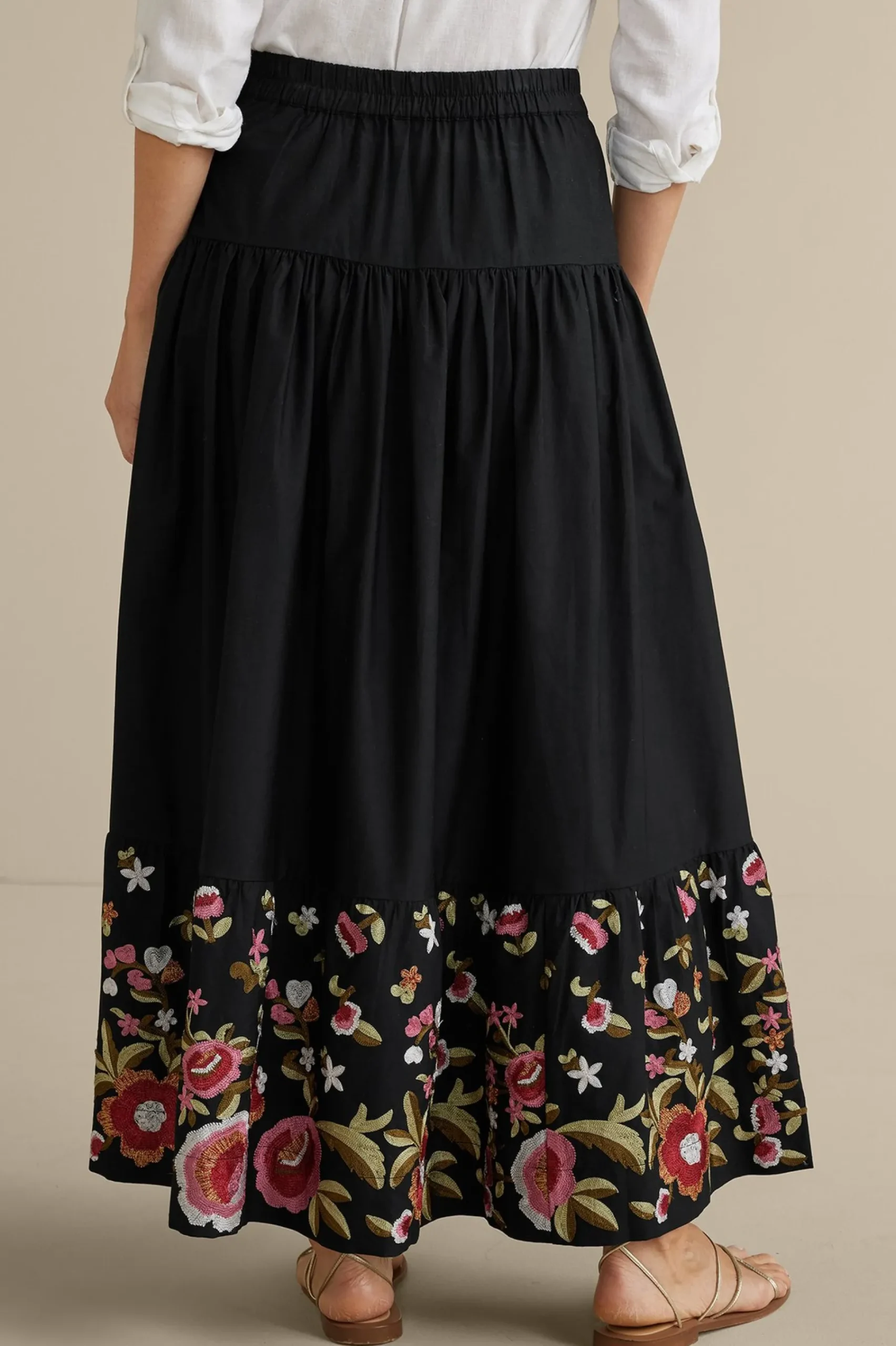 Soft Surroundings Cindi Embroidered Maxi Skirt> Feminine Flourish|Vacation Shop