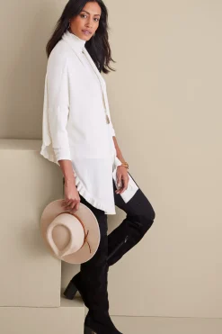 Soft Surroundings Draped Ruffle Cardigan><noscript><img width=