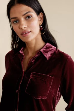 Soft Surroundings Eden Velvet & Lace Shirt><noscript><img width=