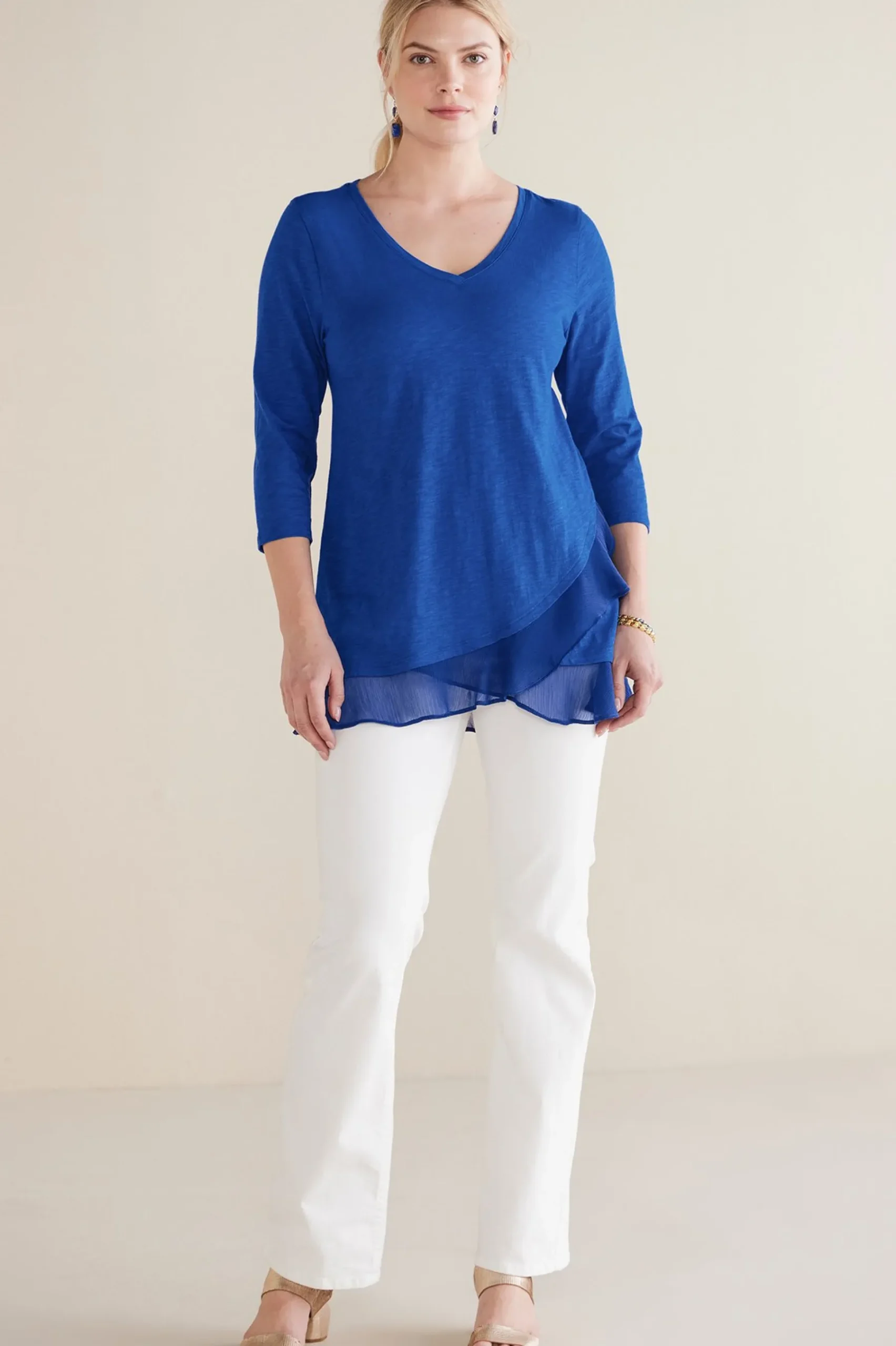 Soft Surroundings Grace Top> Feminine Flourish|three quarter length