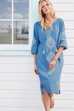 Soft Surroundings Hasana Linen Blend Midi Dress><noscript><img width=