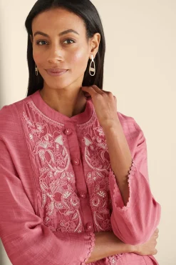 Soft Surroundings Kateri Soutache Embroidered Top><noscript><img width=