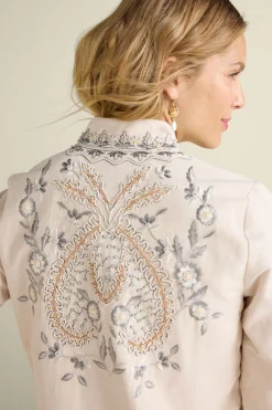 Soft Surroundings Kerala Embellished Natural Jacket><noscript><img width=