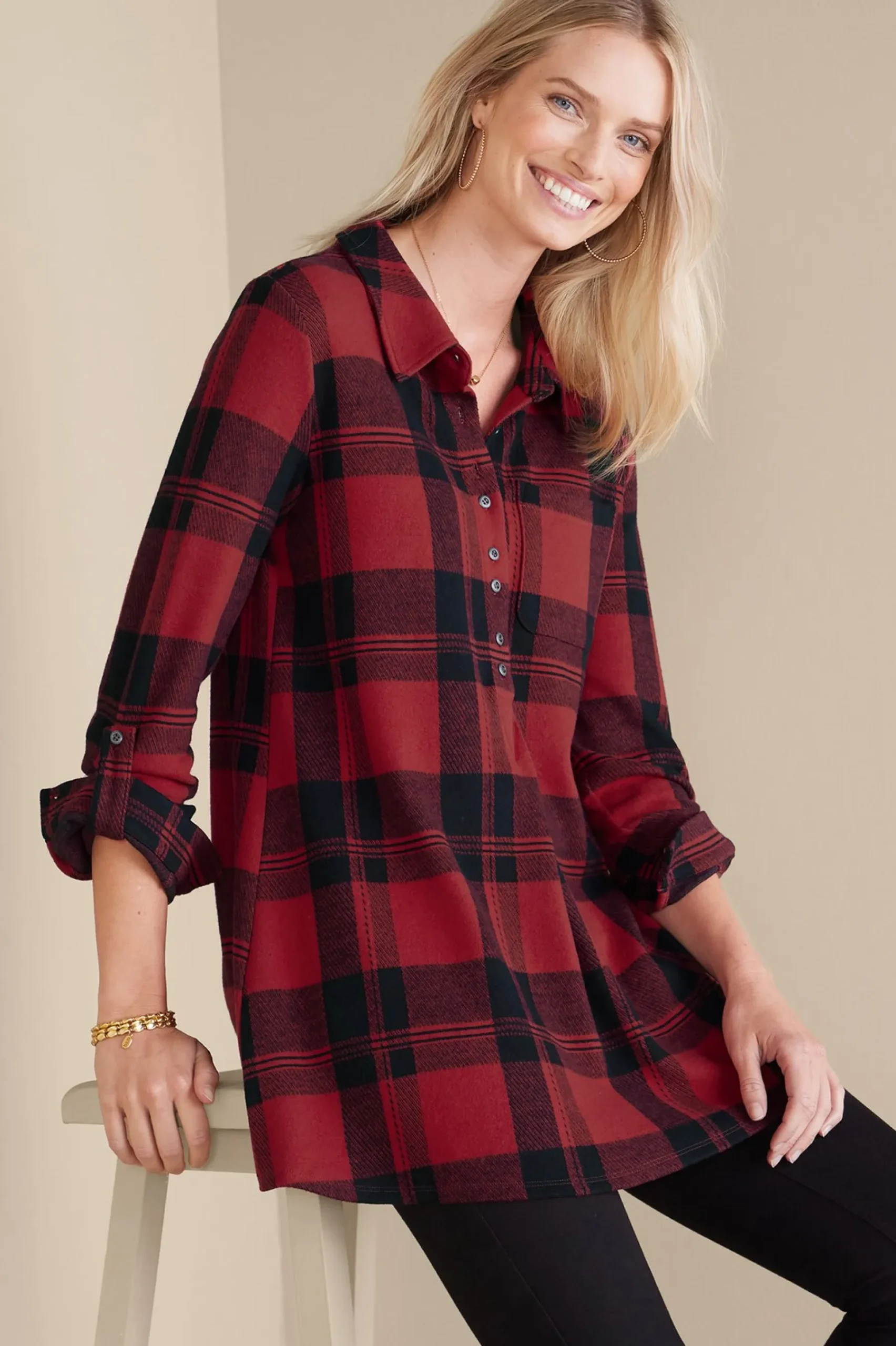 Soft Surroundings Mad About Plaid Tunic> Into The Blues|Wear Now Styles