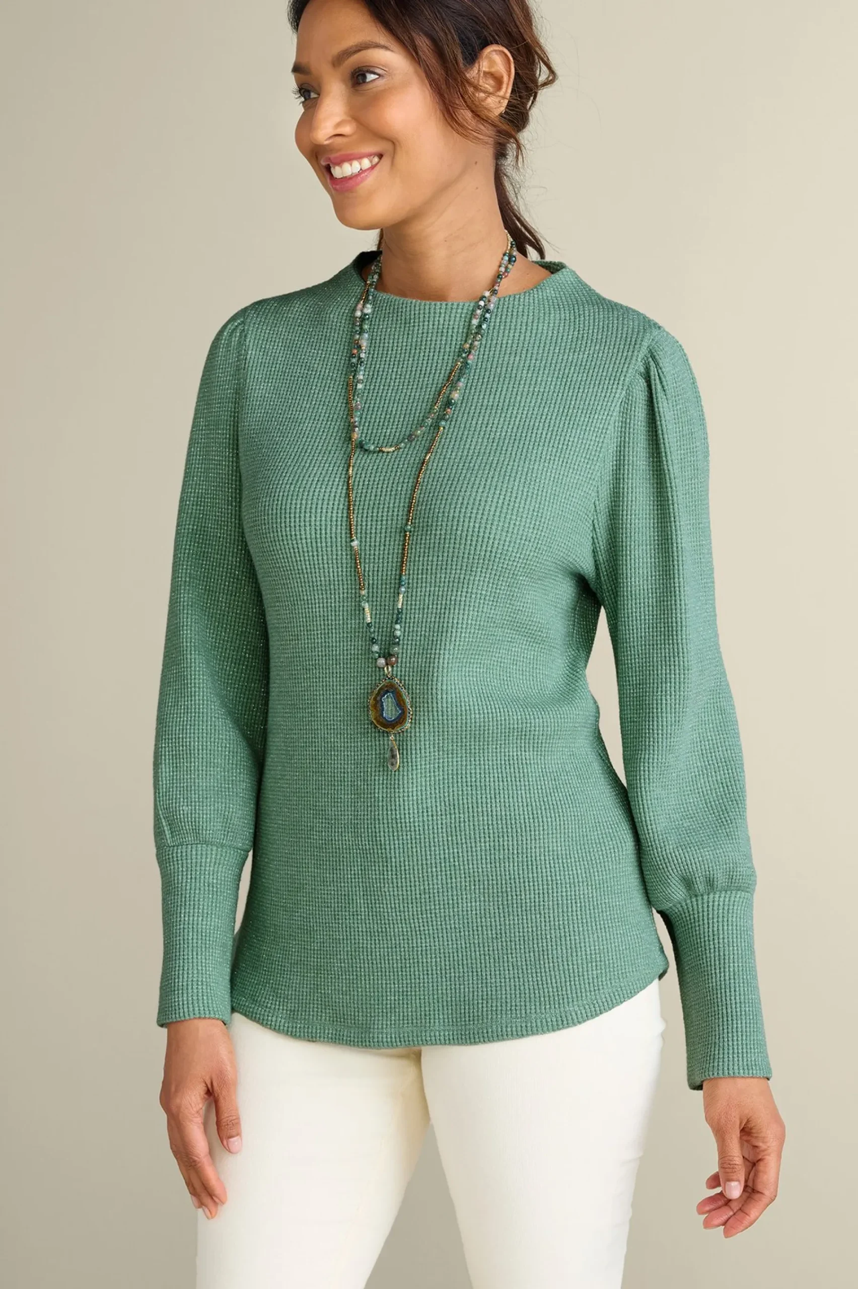 Soft Surroundings Melina Waffle Pullover> long sleeve|pullovers