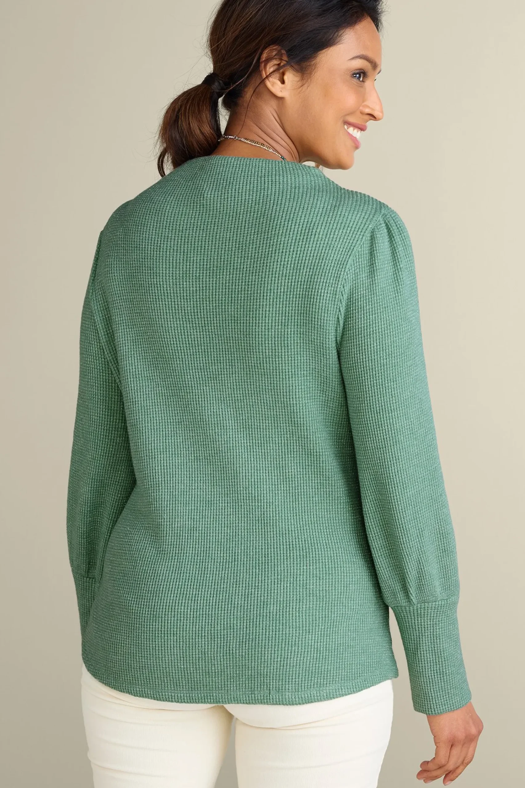 Soft Surroundings Melina Waffle Pullover> long sleeve|pullovers