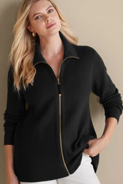Soft Surroundings Meria Zip Sweater> Everyday Styles|Sweaters & Cardigans