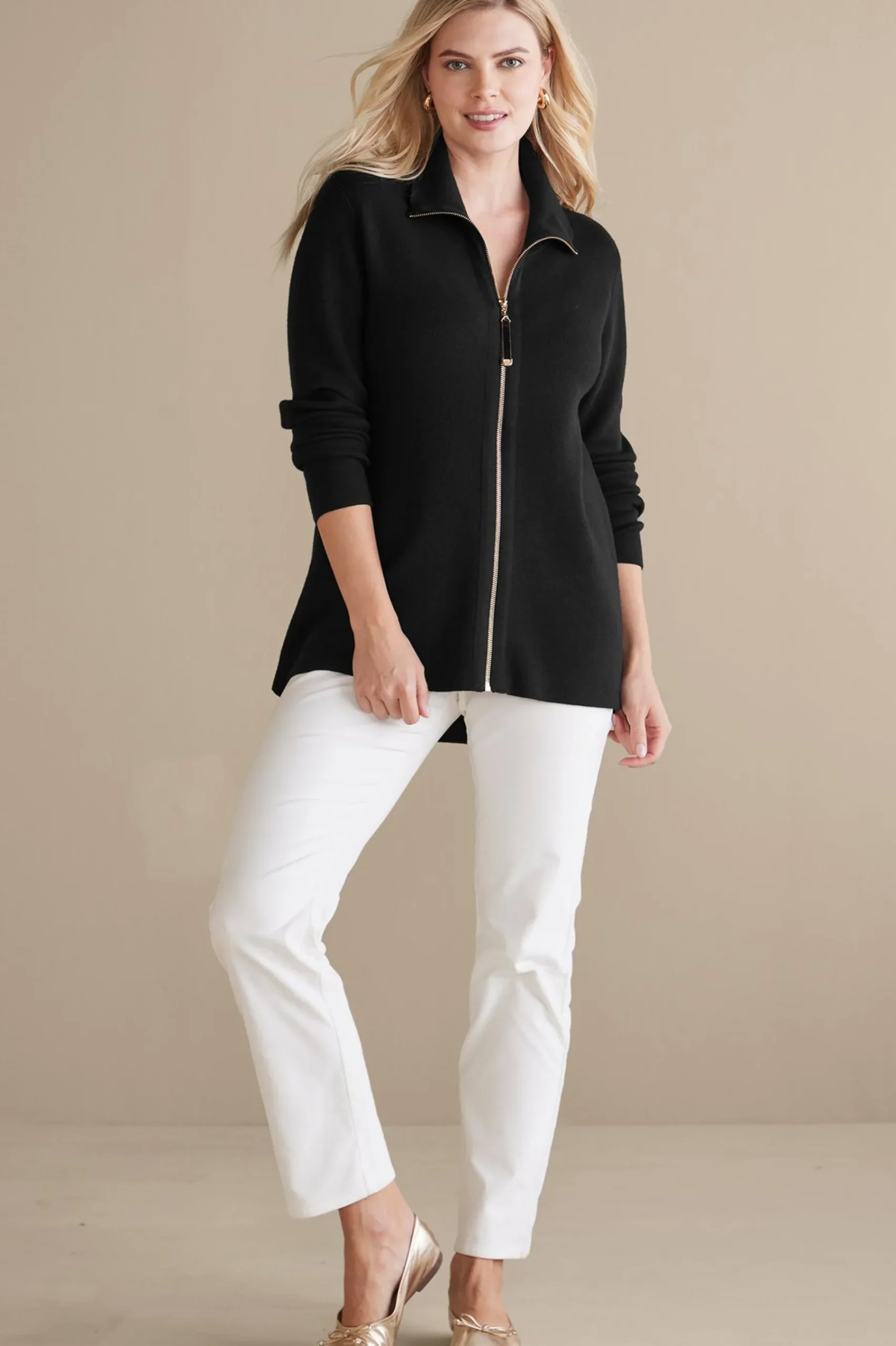 Soft Surroundings Meria Zip Sweater> Everyday Styles|Sweaters & Cardigans