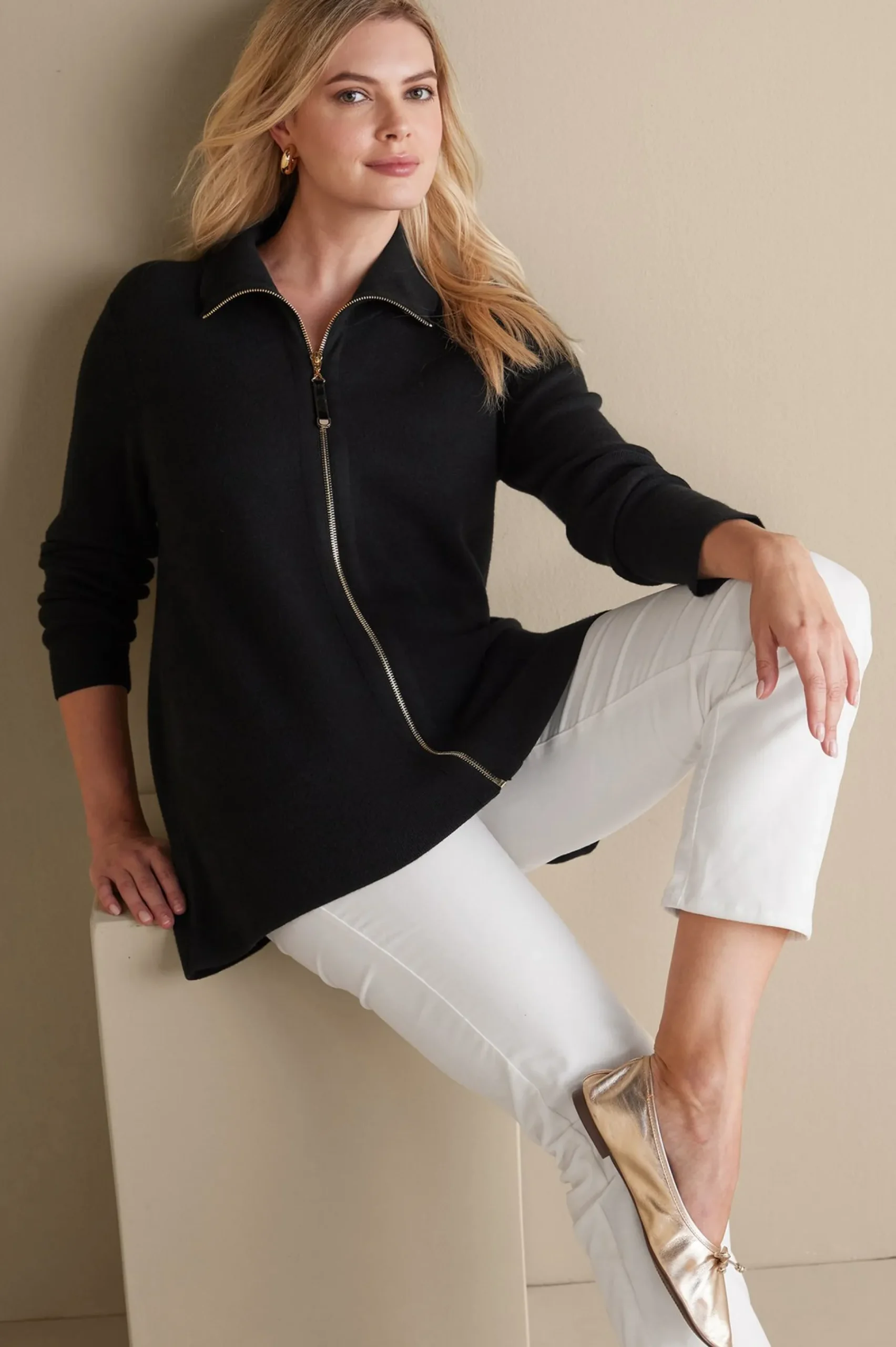 Soft Surroundings Meria Zip Sweater> Everyday Styles|Sweaters & Cardigans