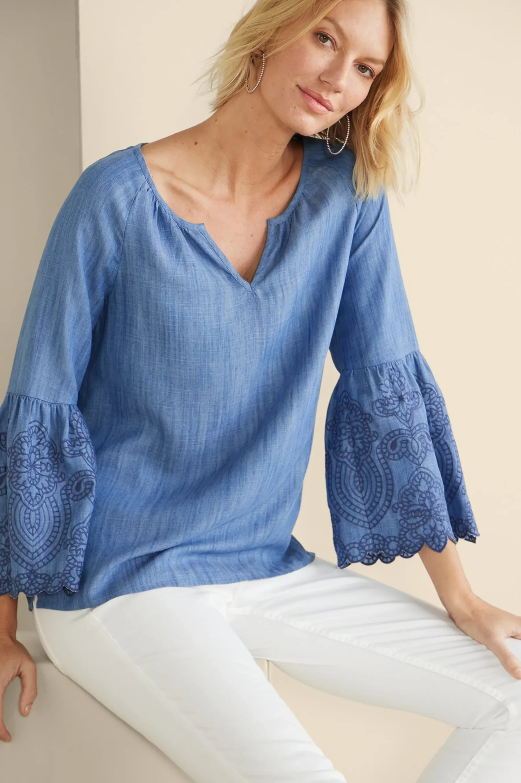 Soft Surroundings Misty TENCEL™ Shirt> Feminine Flourish|Into The Blues