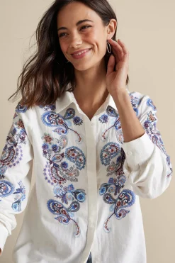 Soft Surroundings Nadia Linen Blend Shirt><noscript><img width=