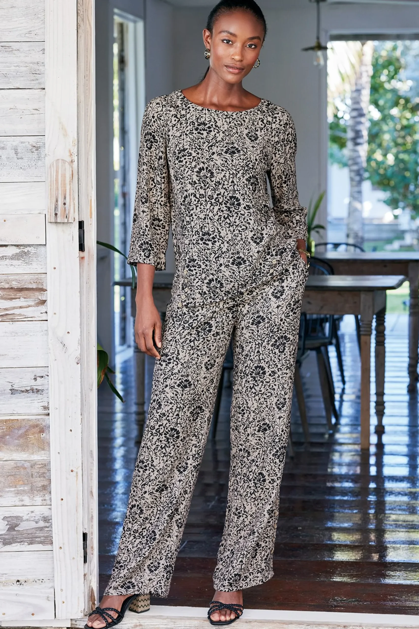 Soft Surroundings Oceo Gauze Wide-Leg Pants> Feminine Flourish|Into The Blues