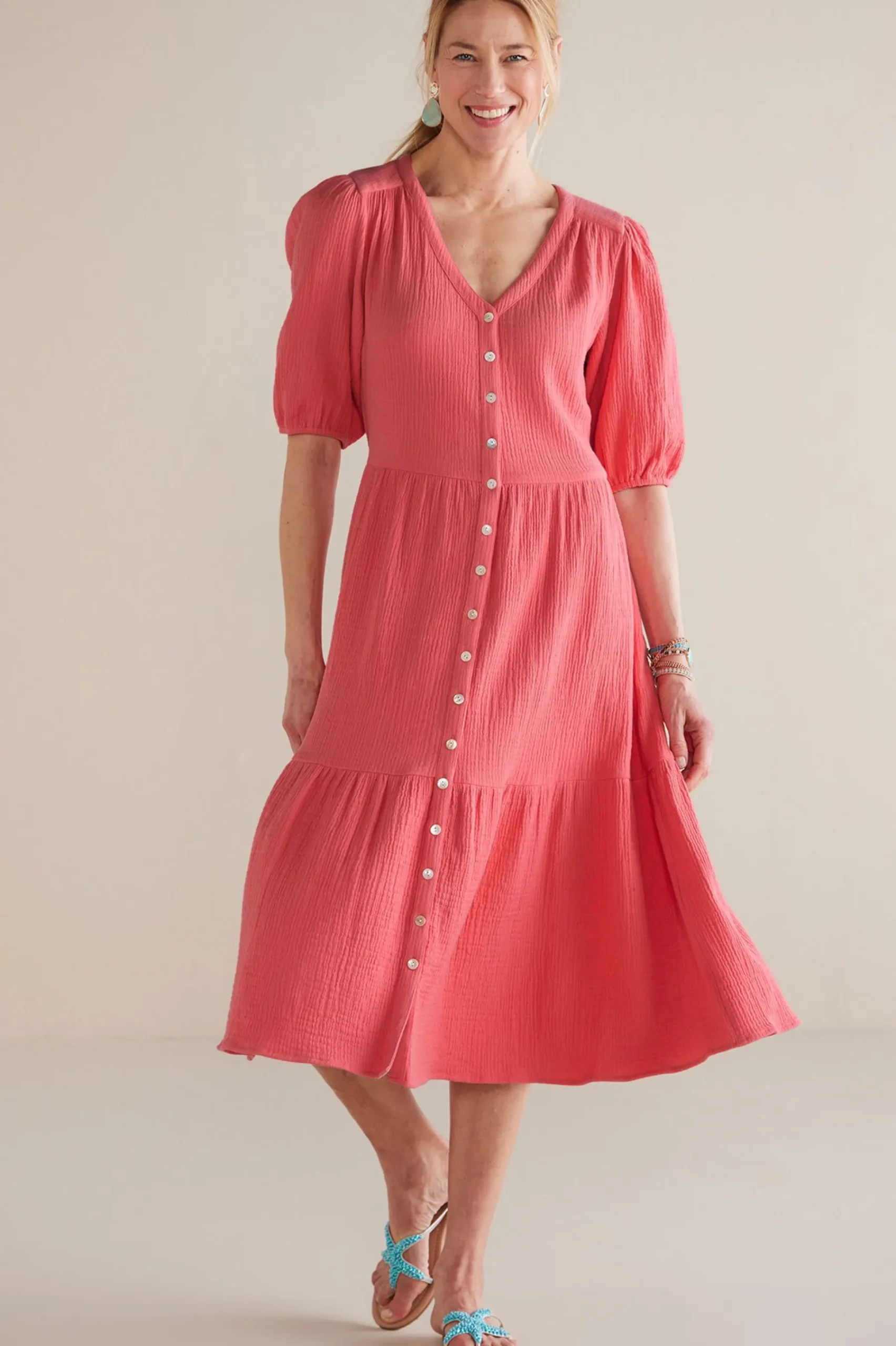 Soft Surroundings Petites Arielle Gauze Midi Dress> Into The Blues|The Floral Shop