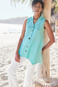 Soft Surroundings Petites Danielle Button Tank><noscript><img width=