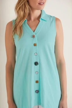 Soft Surroundings Petites Danielle Button Tank><noscript><img width=
