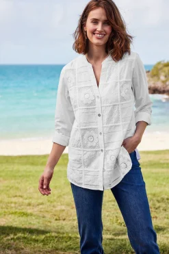 Soft Surroundings Petites Eleanor Crochet Shirt><noscript><img width=