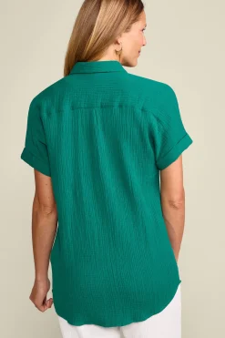 Soft Surroundings Petites Je Veux Gauze Top><noscript><img width=