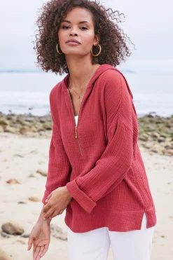 Soft Surroundings Petites Kemia Gauze Hoodie><noscript><img width=