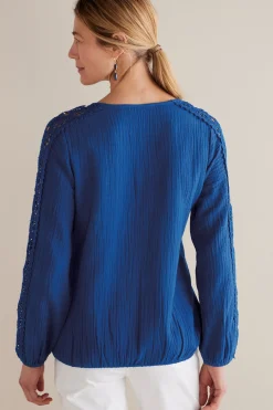 Soft Surroundings Petites Melinda Gauze & Crochet Top><noscript><img width=