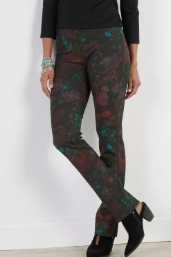 Soft Surroundings Petites Perfect Ponte Marbled Pull-On Straight Leg Pants> full length|straight