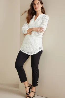 Soft Surroundings Petites Priya Knit Lace Tunic> Feminine Flourish|Global Artistry