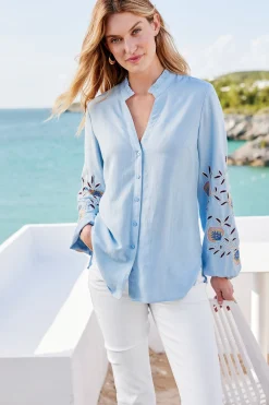 Soft Surroundings Petites Titania Embroidered Top><noscript><img width=