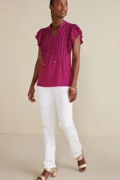 Soft Surroundings Petites Victoria Ruffle Tunic> Feminine Flourish