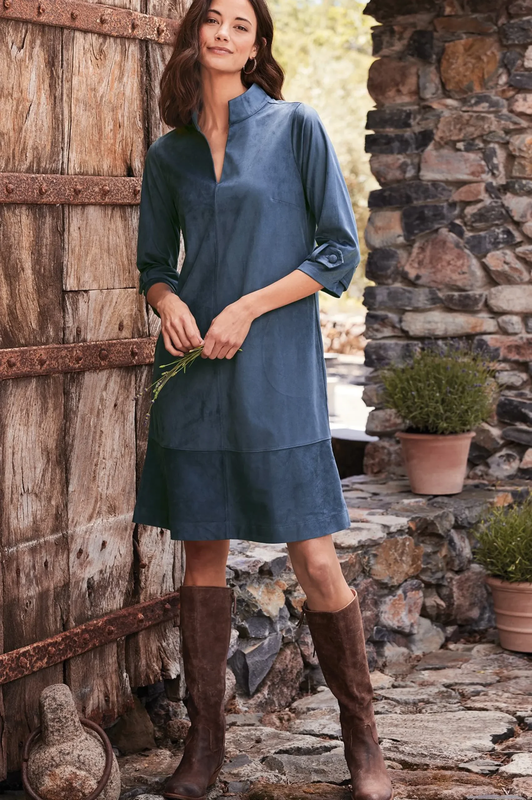 Soft Surroundings Rani Faux Suede Dress> Into The Blues|casual
