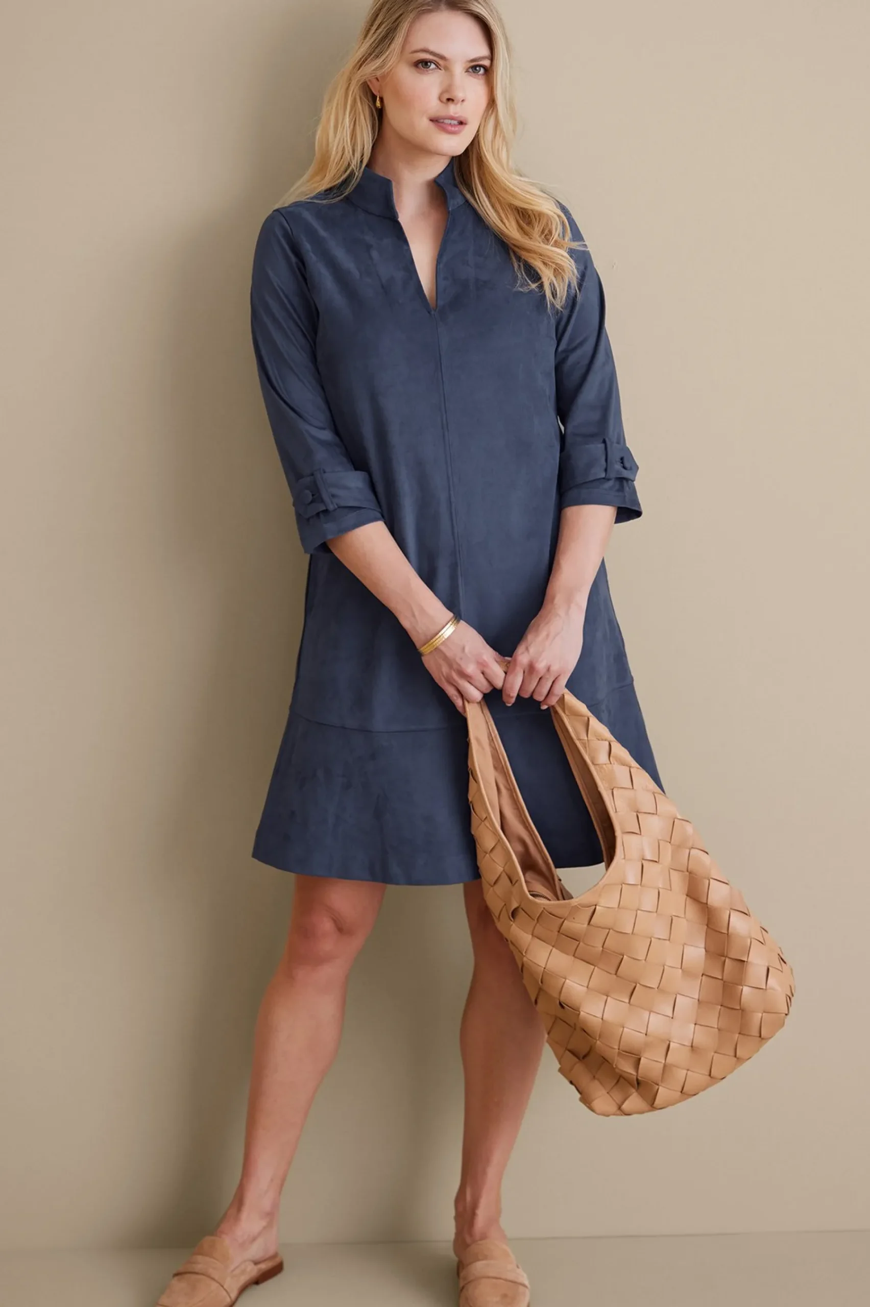 Soft Surroundings Rani Faux Suede Dress> Into The Blues|casual