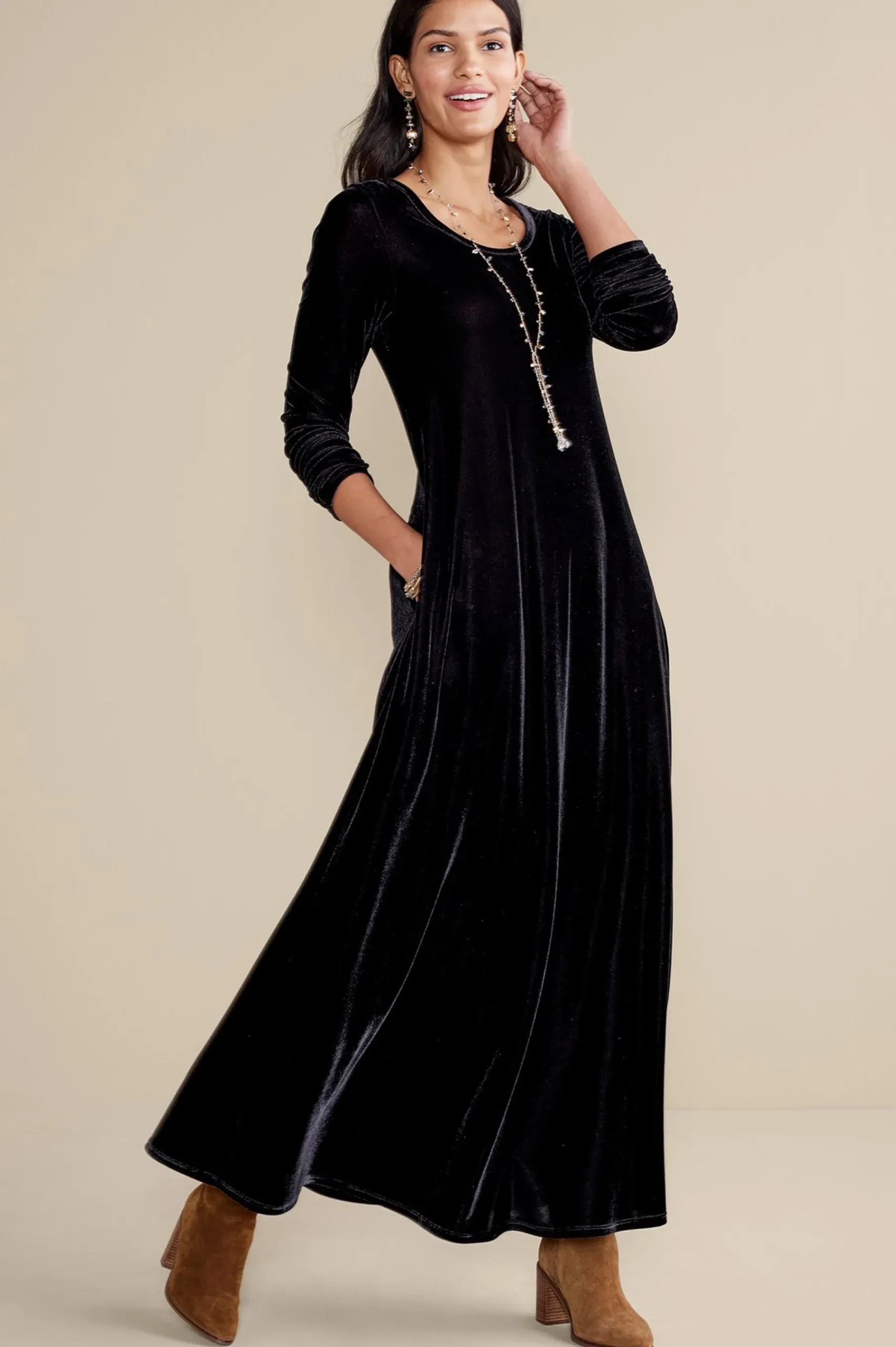 Soft Surroundings Santiago Stretch Velvet Dress> Feminine Flourish|EVelvet Styles