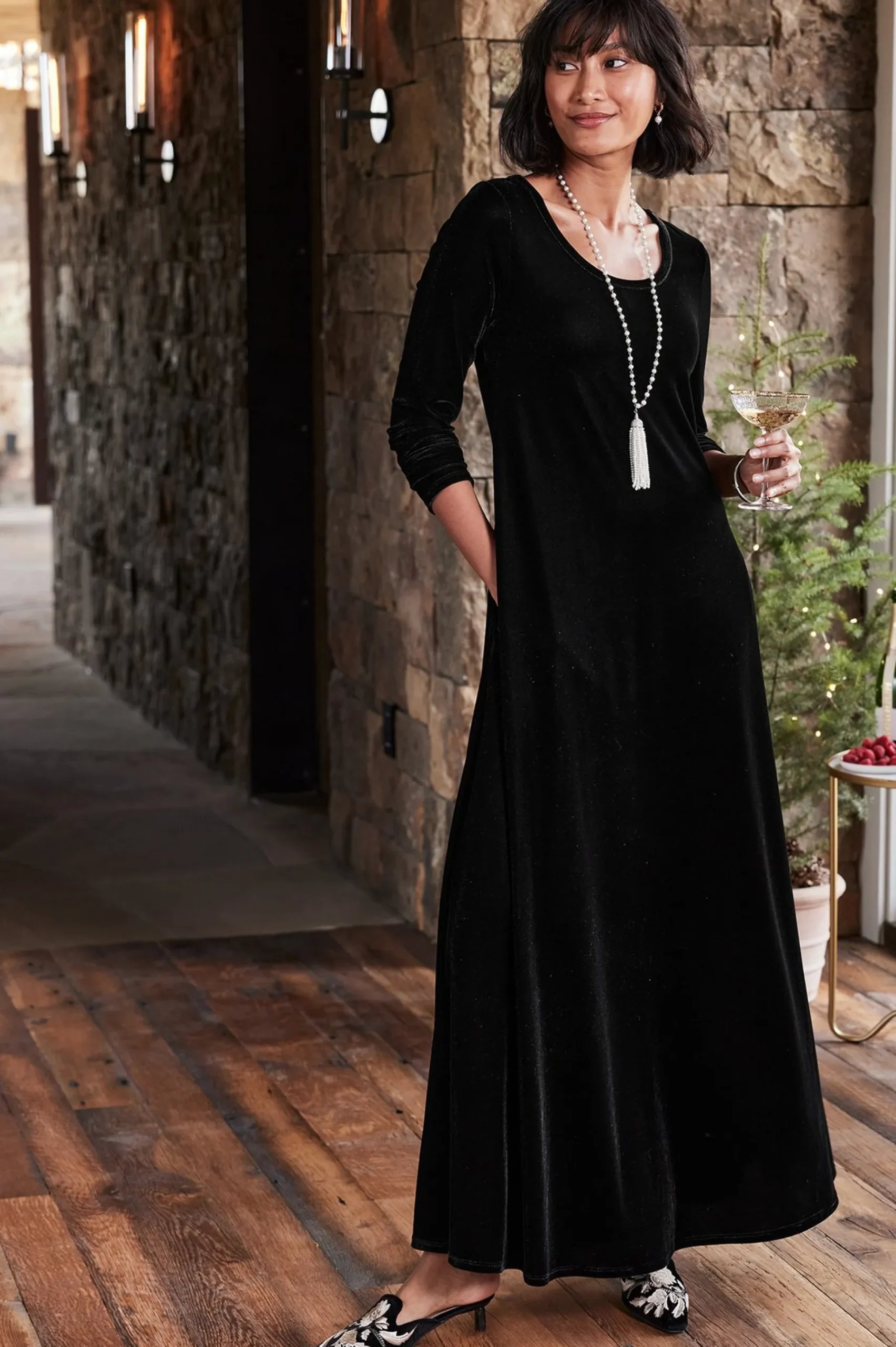 Soft Surroundings Santiago Stretch Velvet Dress> Feminine Flourish|EVelvet Styles