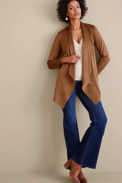 Soft Surroundings Shape Drape Faux Suede Jacket><noscript><img width=