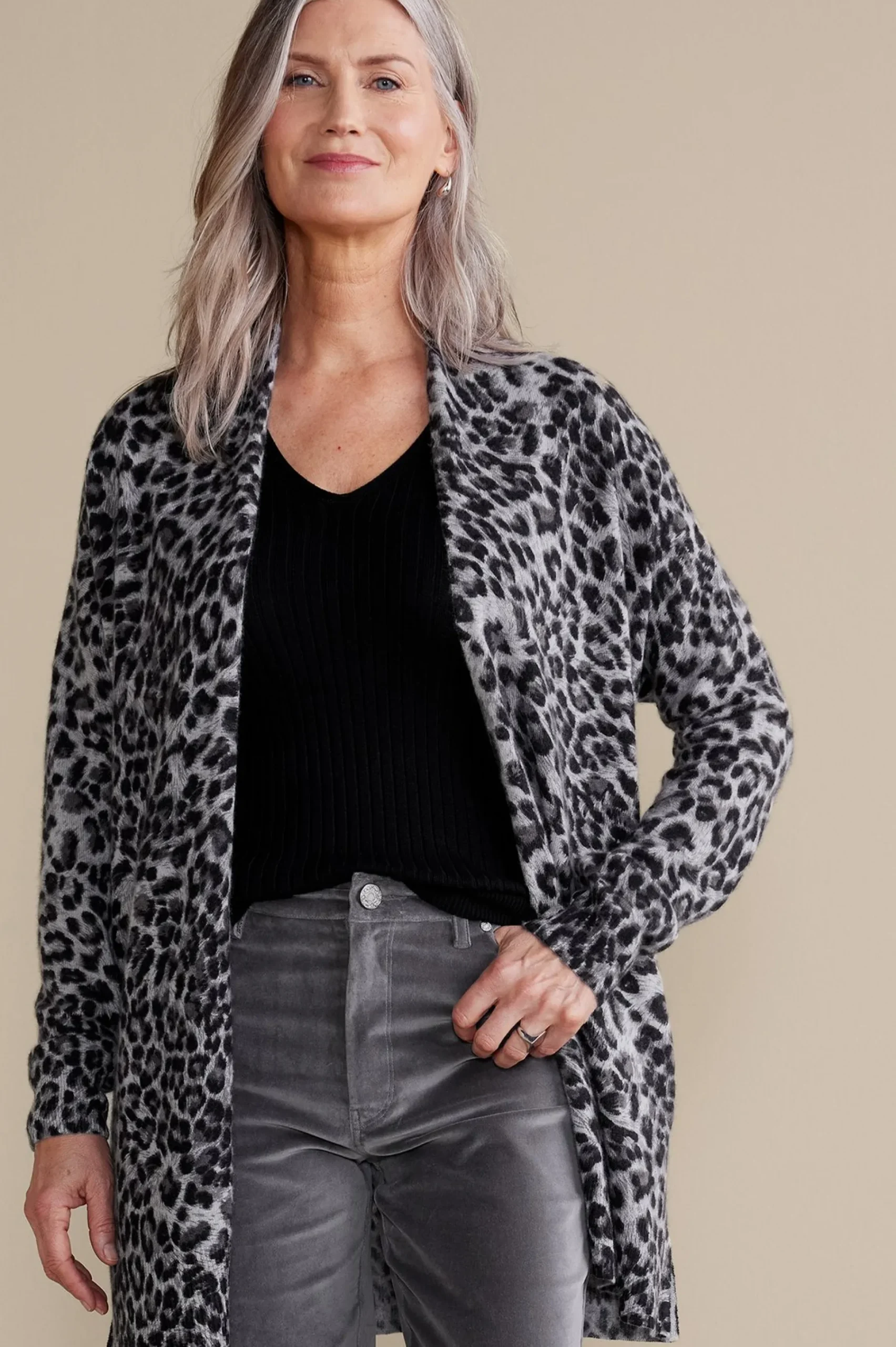 Soft Surroundings Sibyl Cashmere Printed Cardigan> Sweaters & Cardigans|prints