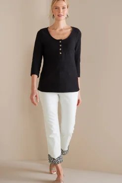Soft Surroundings Solene Eyelet Denim Crop Jeans> cropped|ankle