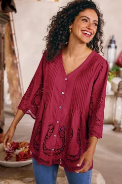 Soft Surroundings Trella Eyelet Top><noscript><img width=