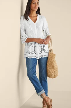 Soft Surroundings Trella Eyelet Top><noscript><img width=
