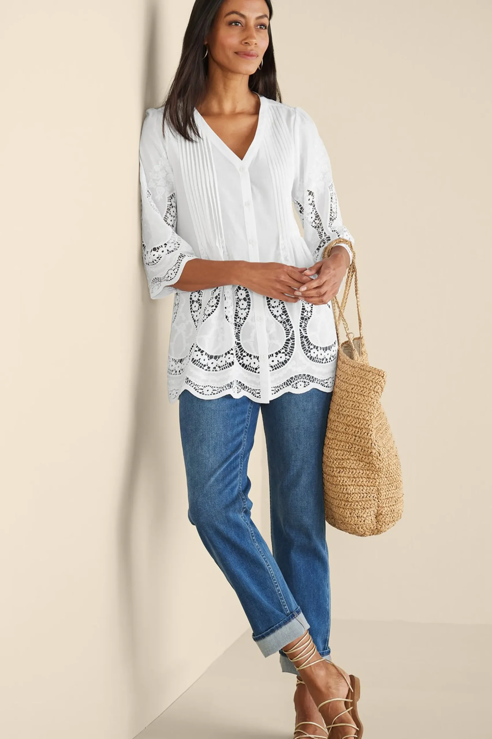 Soft Surroundings Trella Eyelet Top> Feminine Flourish|Vacation Shop