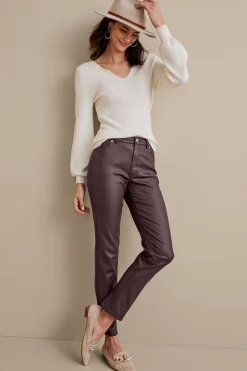 Soft Surroundings Ultimate Denim Coated Straight Leg Jeans><noscript><img width=