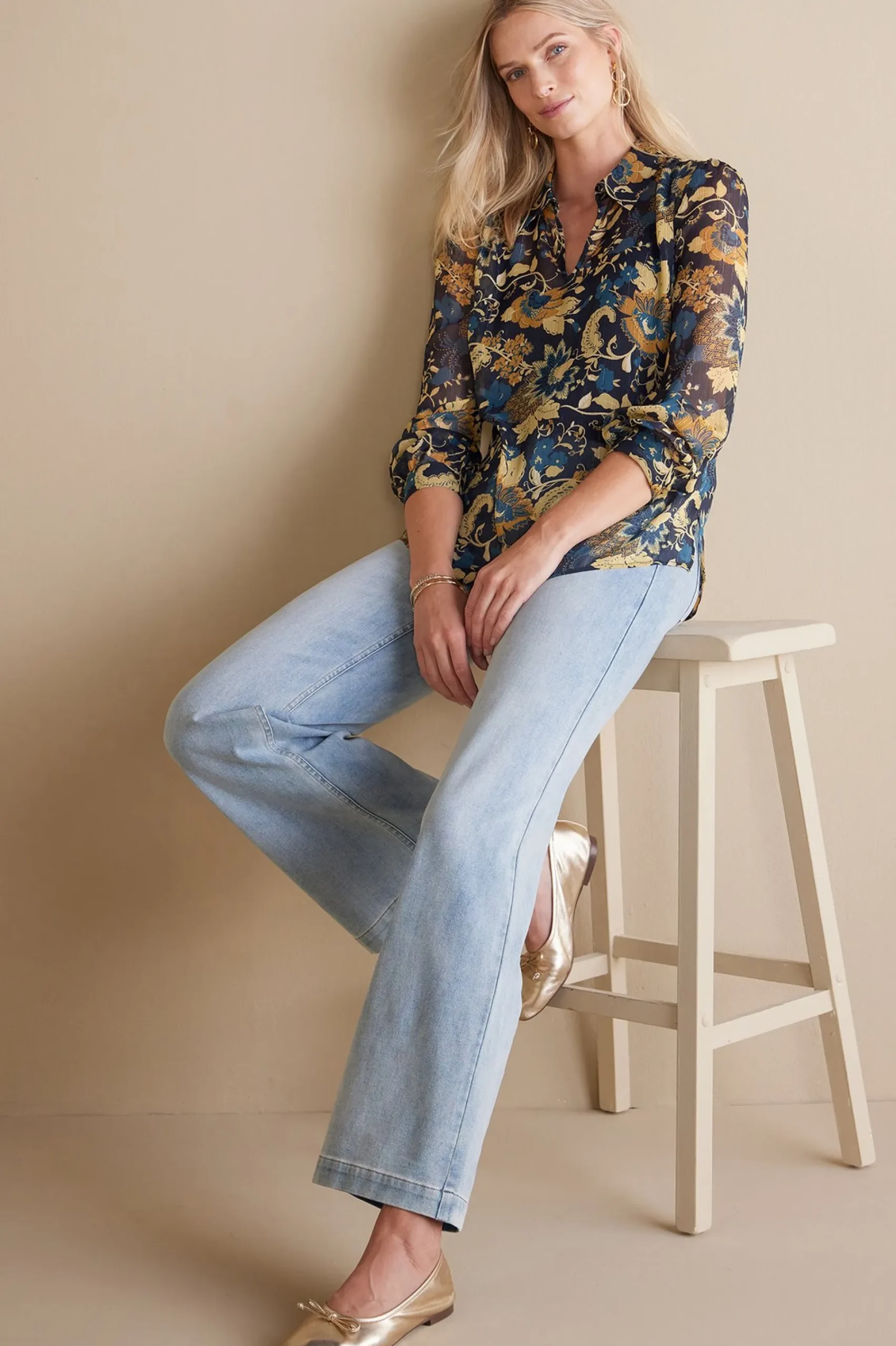 Soft Surroundings Viola Shimmer Blouse> Feminine Flourish|Everyday Styles