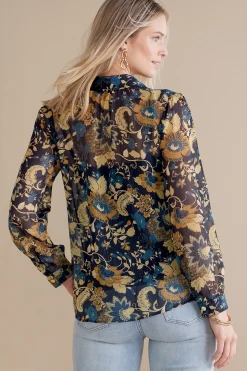Soft Surroundings Viola Shimmer Blouse><noscript><img width=