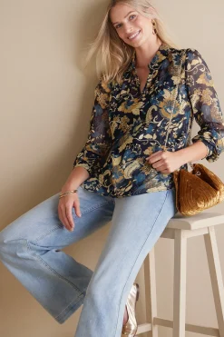 Soft Surroundings Viola Shimmer Blouse><noscript><img width=