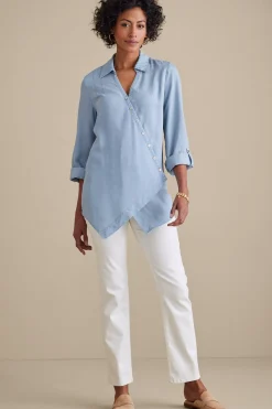 Soft Surroundings Washed TENCEL Tunic> Into The Blues|Vacation Shop