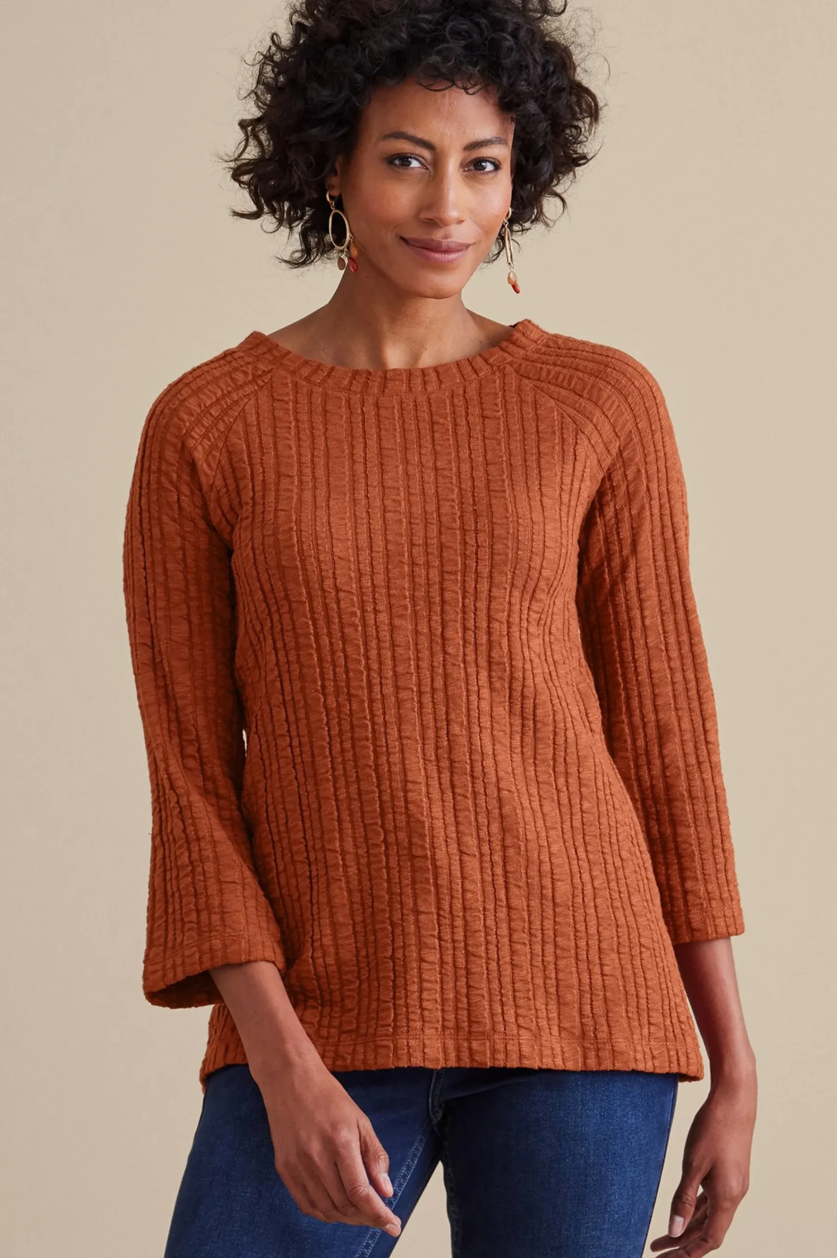 Soft Surroundings Women Goldie Tunic Top> three quarter length|pullovers