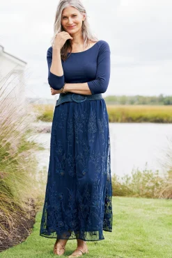 Soft Surroundings Zuri Embroidered Mesh Skirt><noscript><img width=