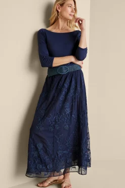Soft Surroundings Zuri Embroidered Mesh Skirt><noscript><img width=
